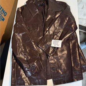 Brown Croc-Embossed Jacket
